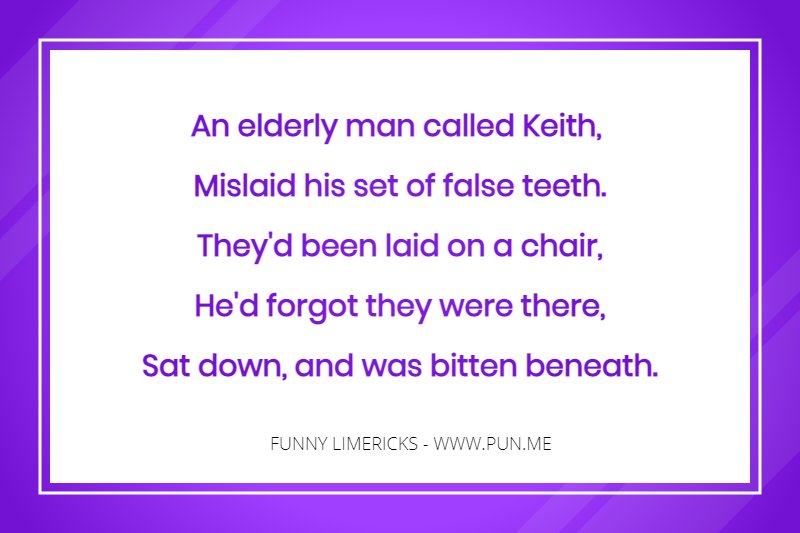 Funny silly limerick about a elderly man called Keith