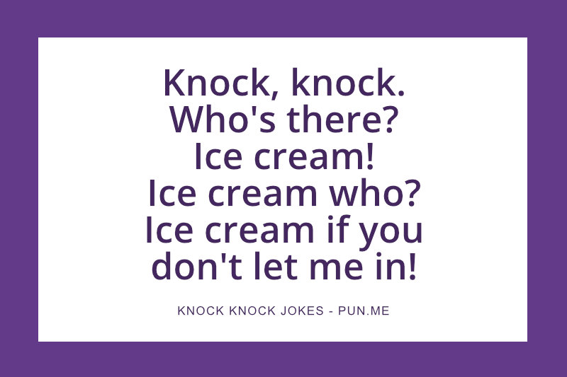 Knock knock joke for kids about ice cream