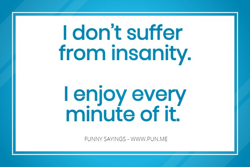 Saying about enjoying every minute of insanity