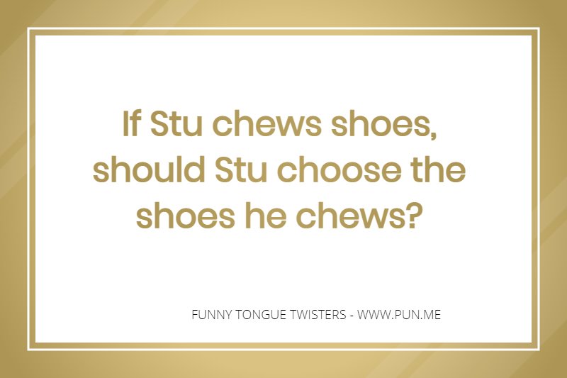 If Stu chews shoes, should Stu choose the shoes he chews?