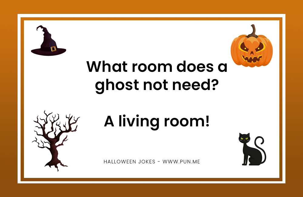 Halloween joke about a ghost in the 'living room'