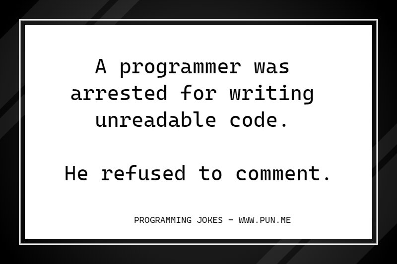 Funny programming joke about unreadable code.