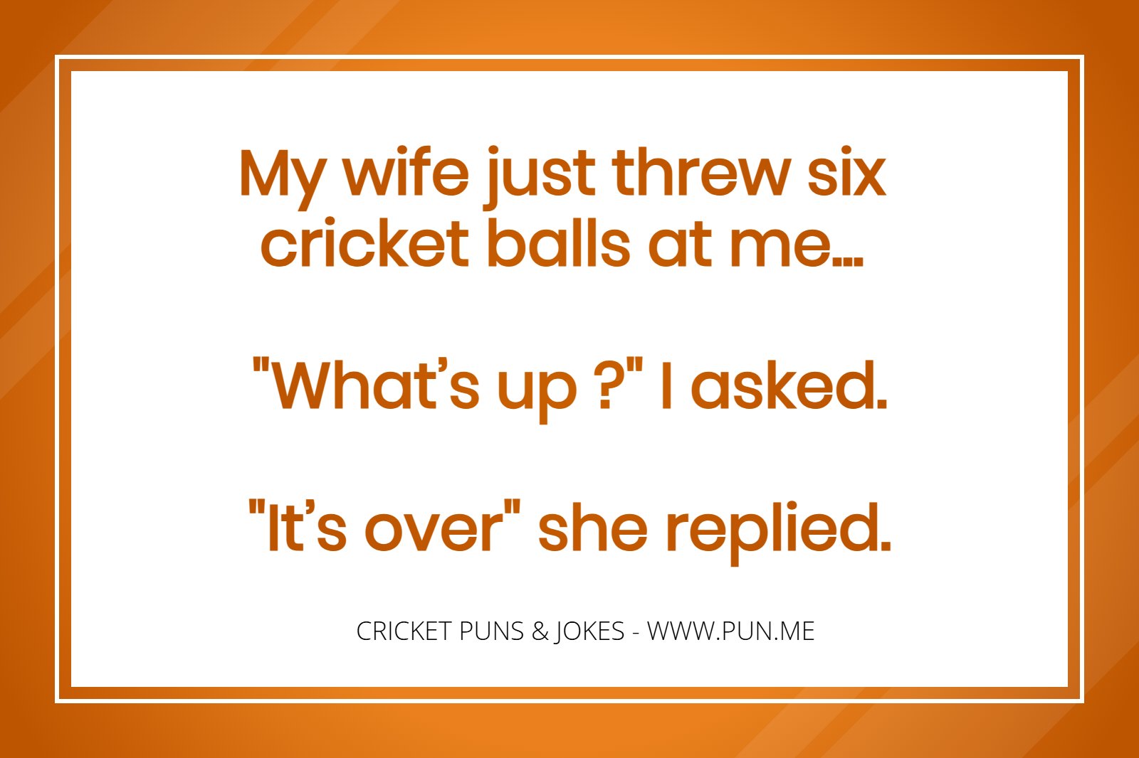 Cricket pun about six cricket balls