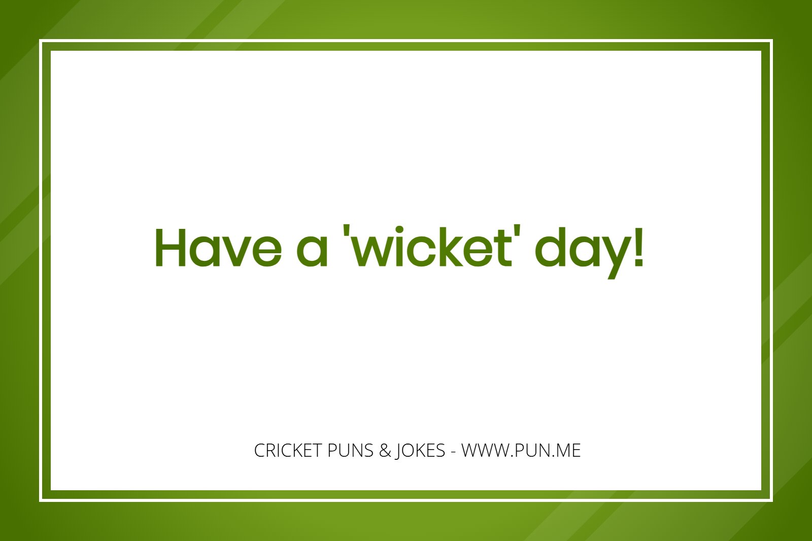 Punny cricket phrase - Have a wicked day!