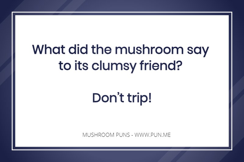 What did the mushroom say to its clumsy friend? Don't trip!